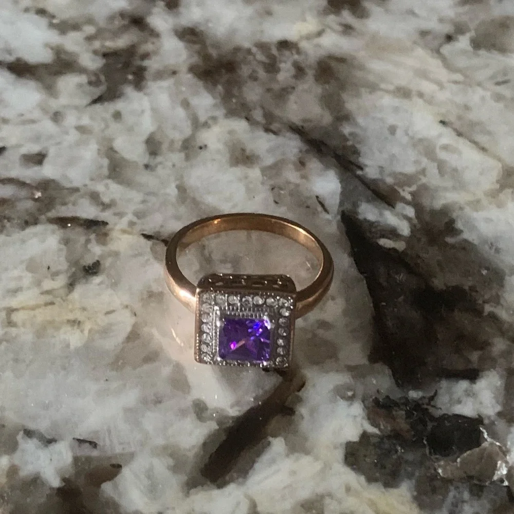 Vintage Rose Gold Plated Ring, Stainless Steel, Approx. Size 8